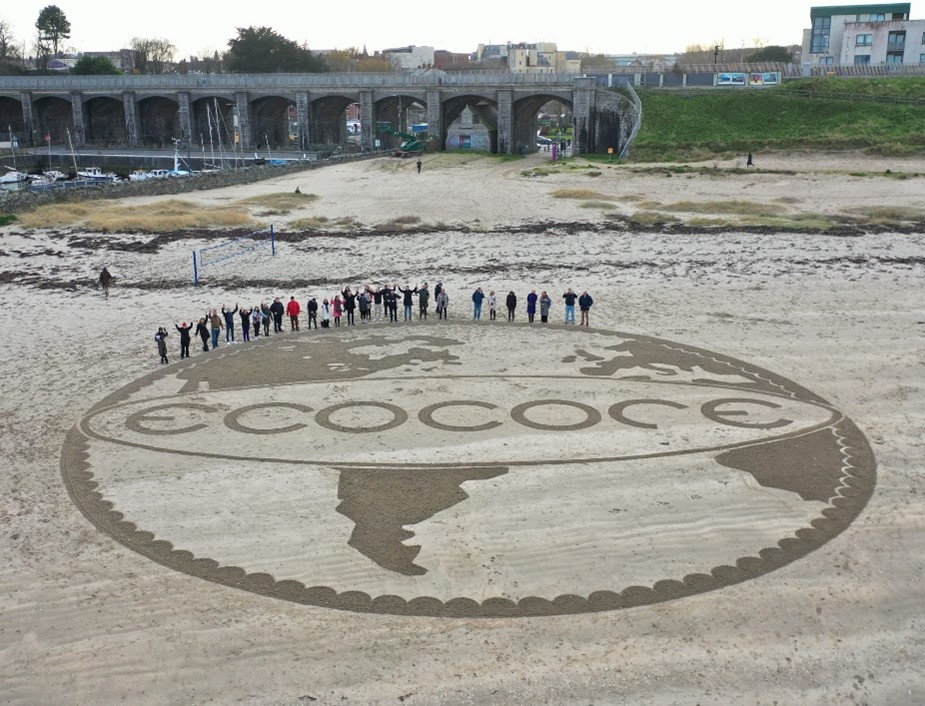 Photo 1: EcoCore partners gather for a photo opportunity on the beach in Balbriggan 