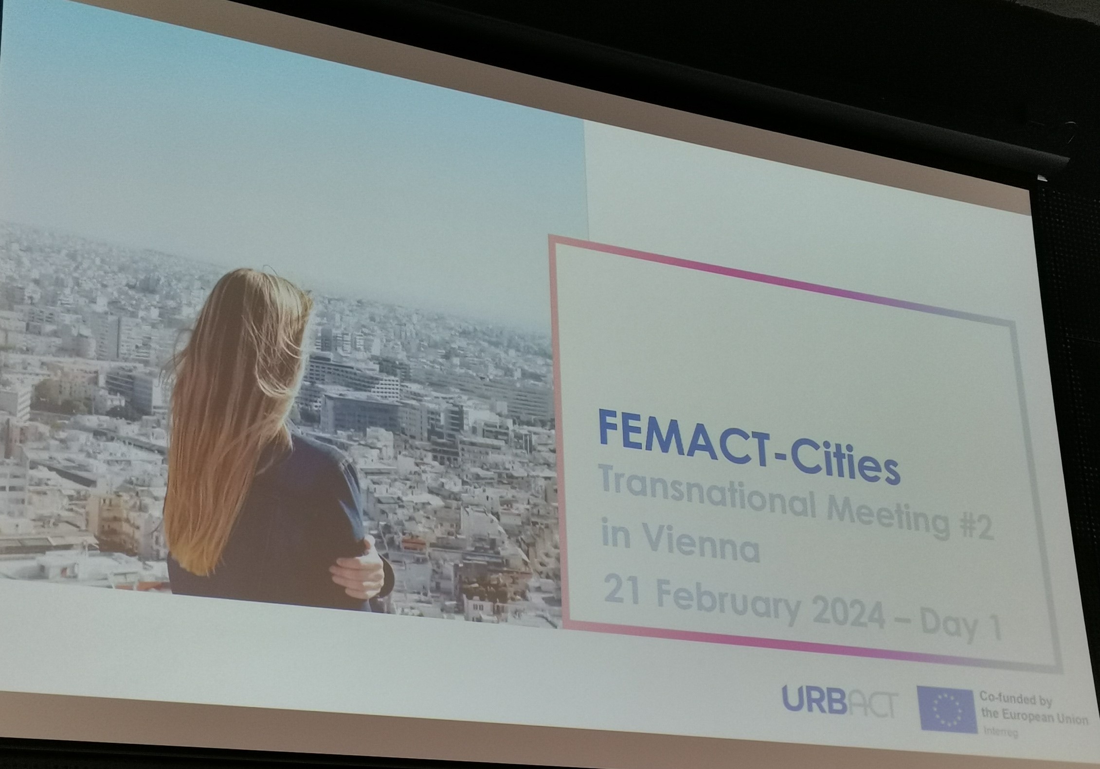 Begrüßungsfolie zum Netzwerktreffen des Projektes FEMACT-Cities