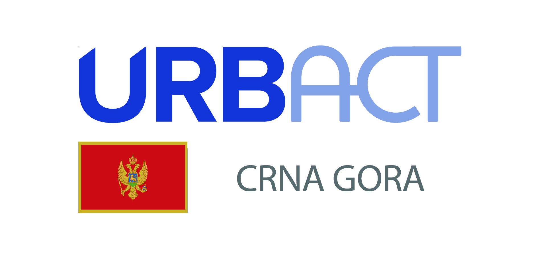 Logotip programa URBACT, Zastava Crne Gore i naziv Crna Gora