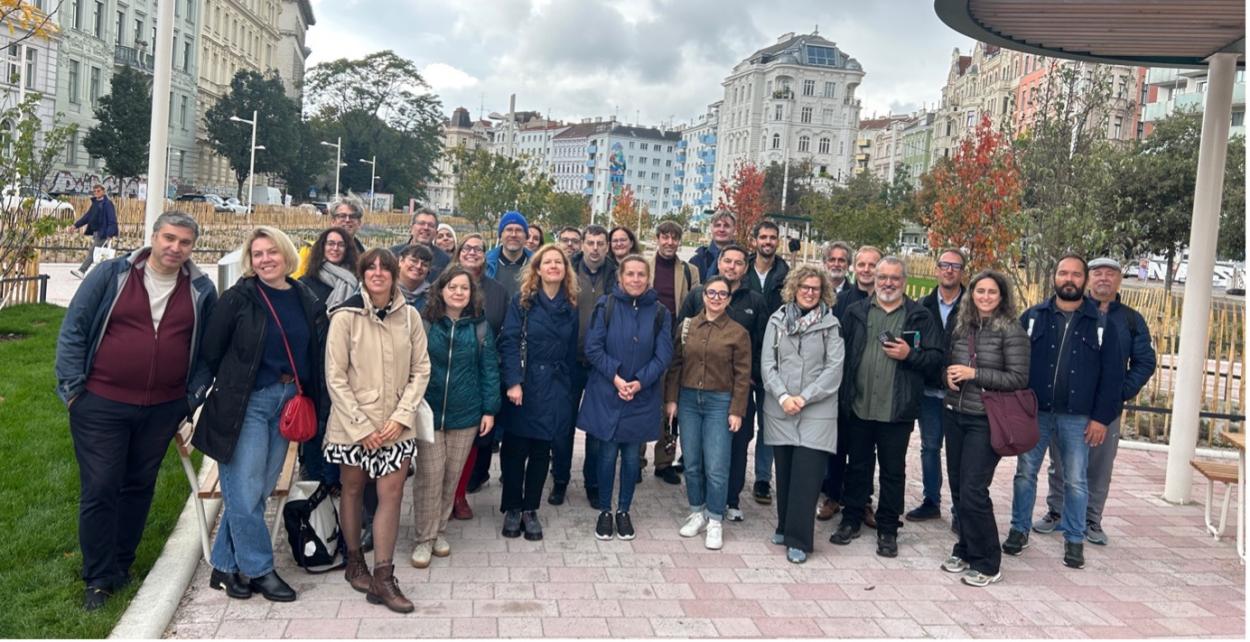 The URBACT Study Group in Vienna at the newly opened Nashpark. Source: Roland Krebs, 2025