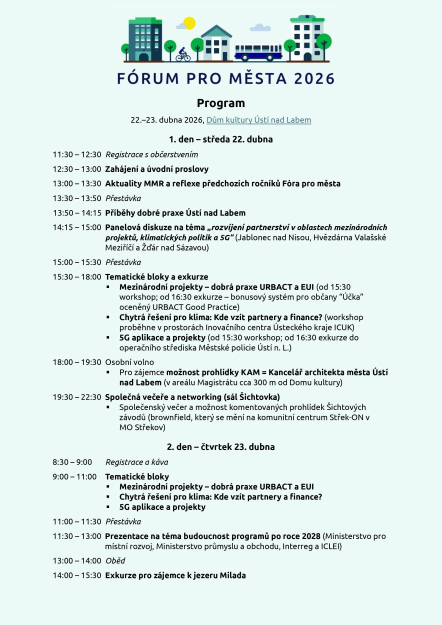 Program Fóra pro města 2026
