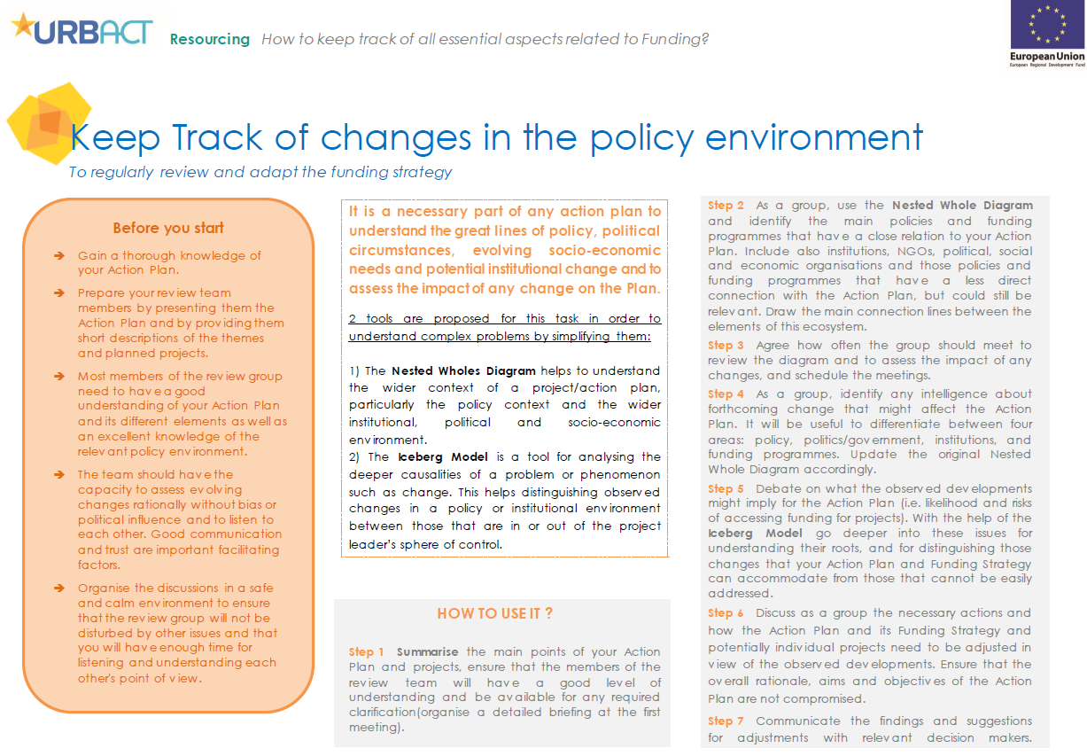 Keep track of changes in the policy environment