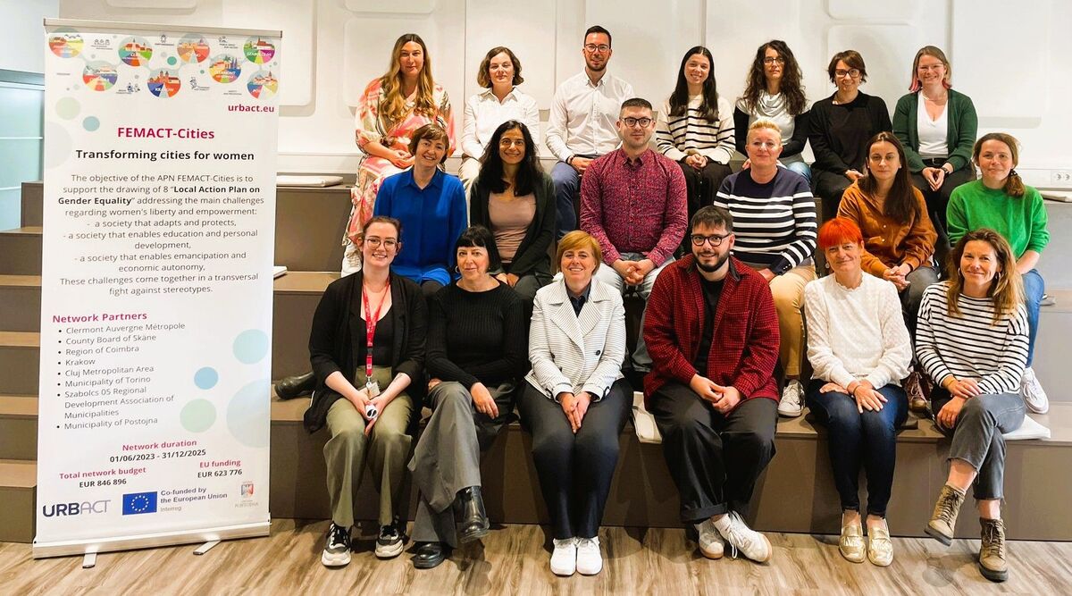 Osmo srečanje projektnih partnerjev mreže Femact-Cities v podjetniškem inkubatorju Perspektiva. Foto: Femact-Cities – projektni partnerji