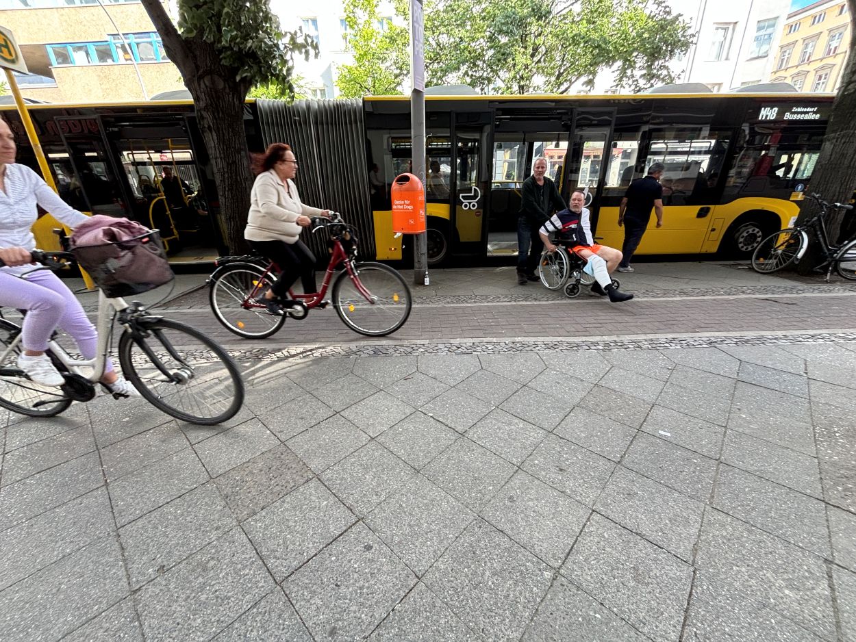 Taking the bus in Berlin.