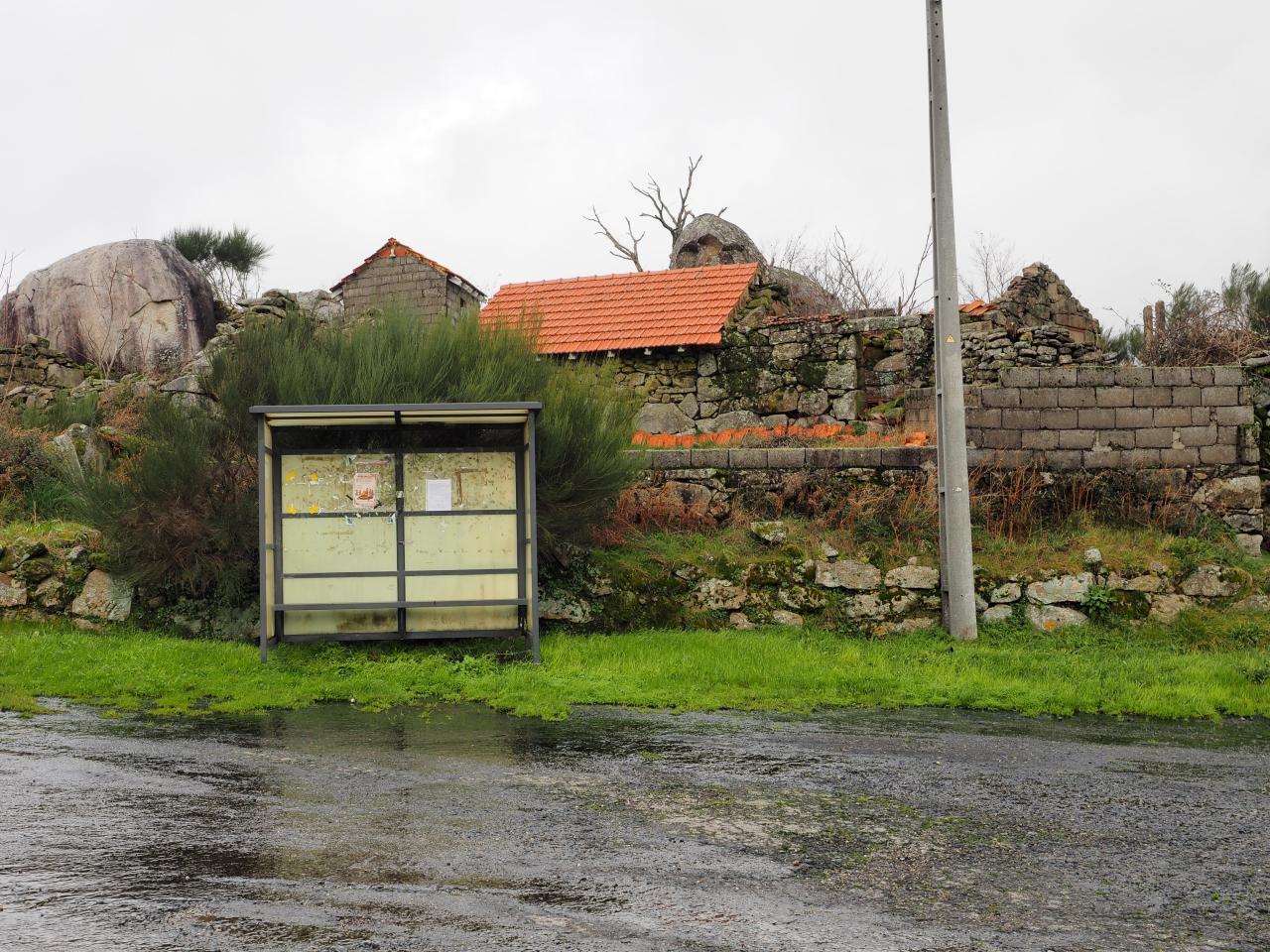 A bus stop in a rural area of Portugal