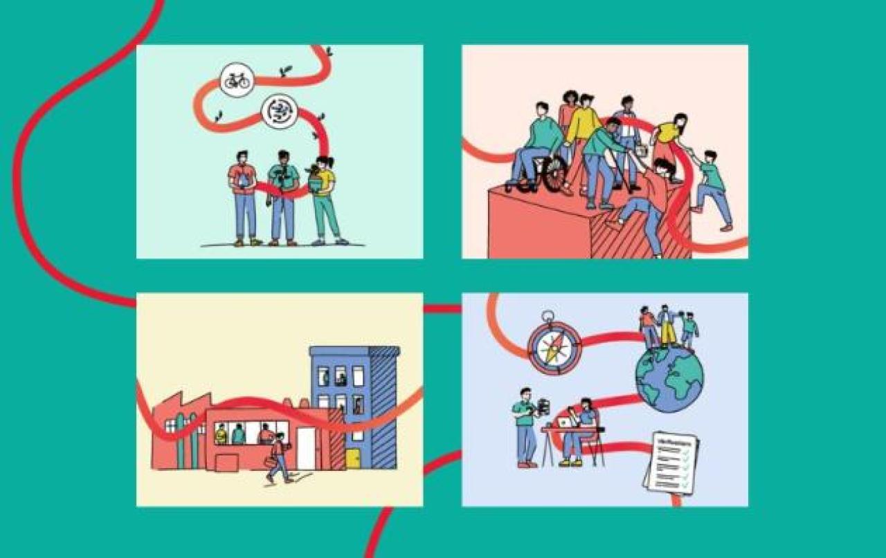 This image illustrates the social, economic, and environmental impacts, as well as levers (governance, cooperation, and impact-driven companies).
