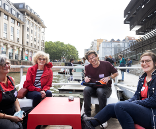 People on a boat in Ghent 