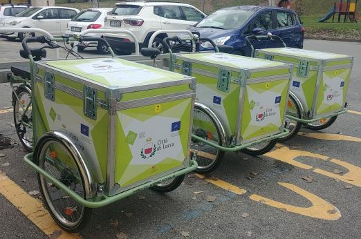 Cargo Bike Station in Lucca's RTZ (Restricted Traffic Zone). Credits: Lucca.