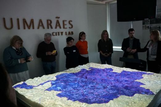 LET'S GO CIRCULAR! meeting in Guimaraes, with a glowing 3D map of the city