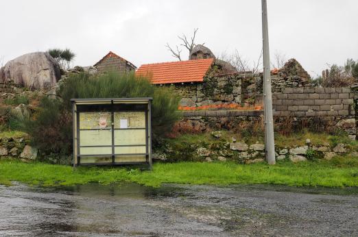 A bus stop in a rural area of Portugal