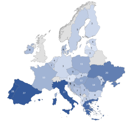 Picture of countries in Europe - colourcoded