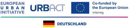 Gemeinsames Logo der Nationalen Kontaktstelle für EUI und URBACT in Deutschland