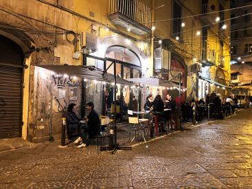 A lively street in Naples