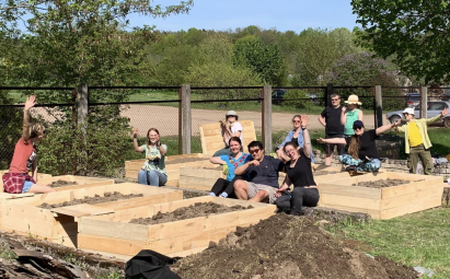 People in a vegetable garden