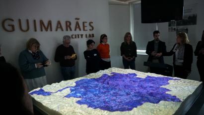 LET'S GO CIRCULAR! meeting in Guimaraes, with a glowing 3D map of the city