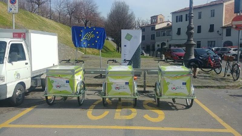 Example of a Cargo Bike Station in Lucca's RTZ (Restricted Traffic Zone)