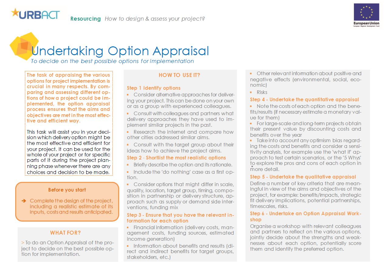 3 8 Undertaking Option Appraisal Urbact eu 3 8 Undertaking Option Appraisal Urbact eu