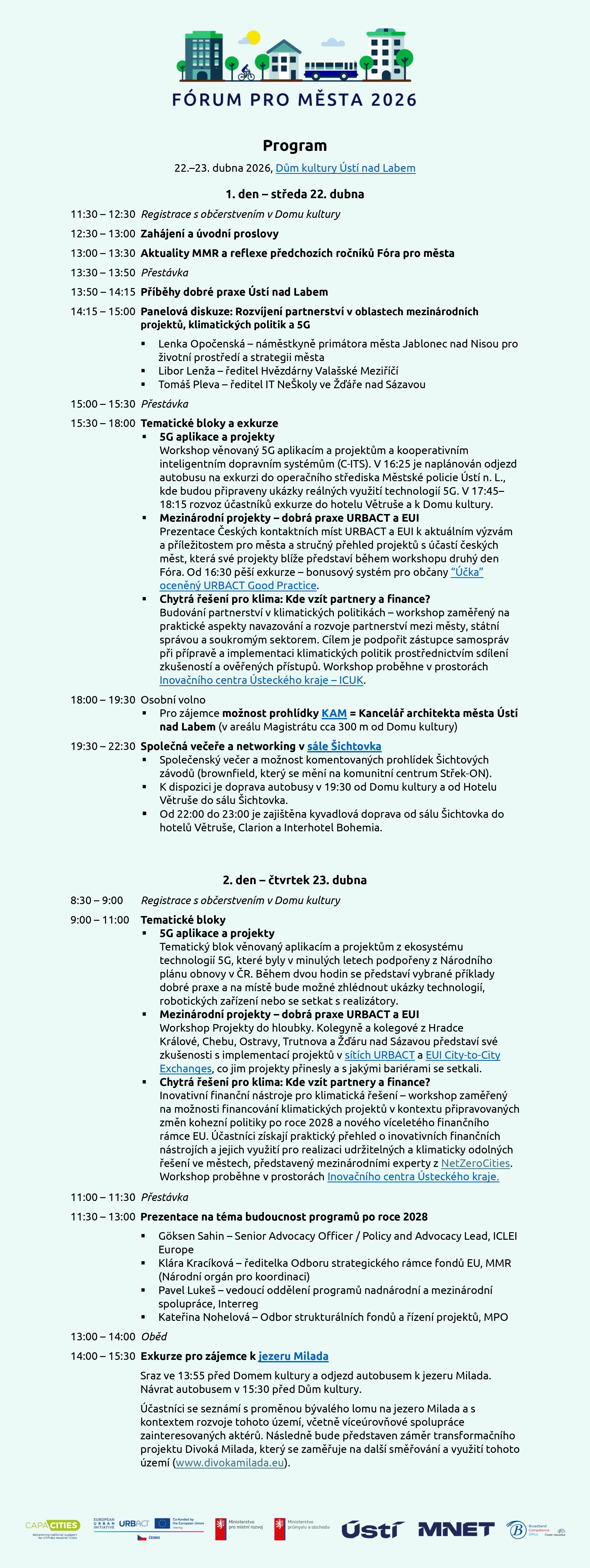 Forum pro mesta 2026 - final agenda